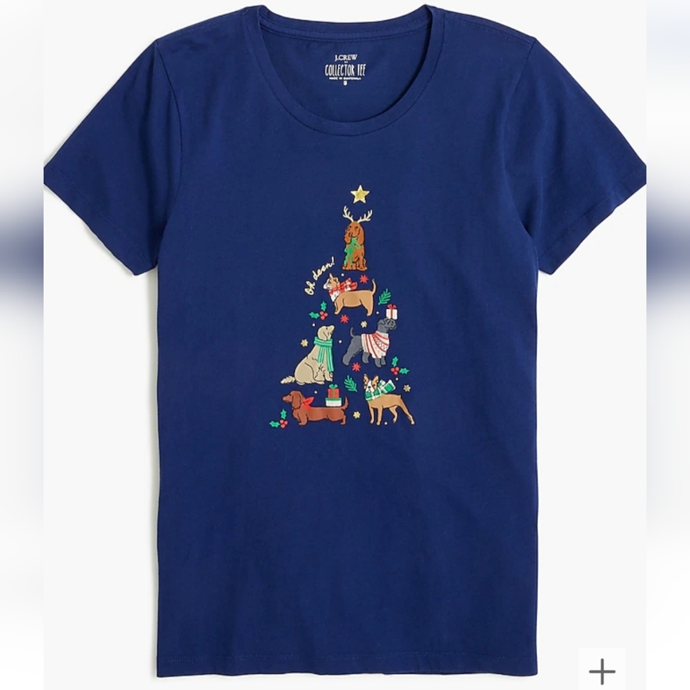 J.Crew Holiday Tree Of Dogs T-shirt, Size Large, New With Tags!